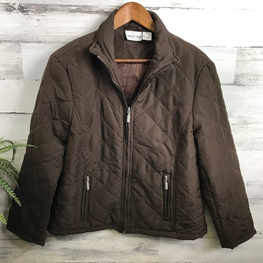 Jennifer Lauren Brown Puffer Jacket Sz M [676b9]